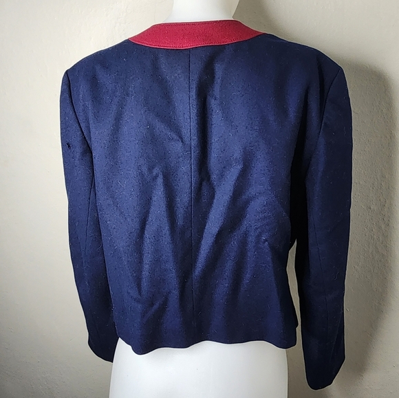 PENDLETON Women’s 100% Wool Lined Crop Blazer Jacket Blue Sz 14 - Picture 4 of 8